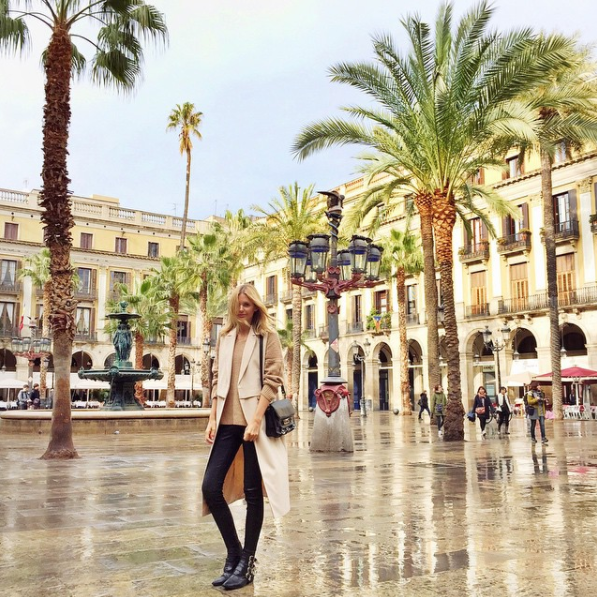 Jessica Stein at the Placa Reial in Barcelona, Spain