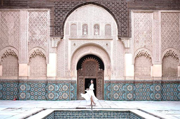 Chissy Huang at the Ben Youssef Madrasa in Morocco