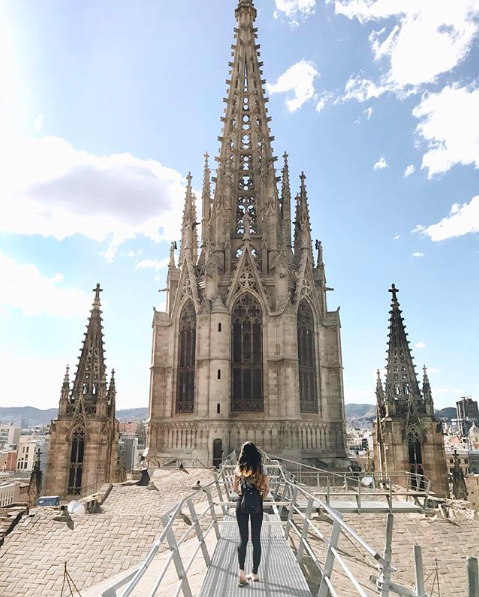 Amelia Love at the Barcelona Cathedral in Barcelona, Spain