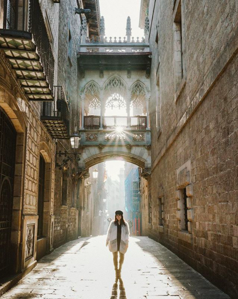 Jessica Wright in the Gothic Quarter of Barcelona Spain