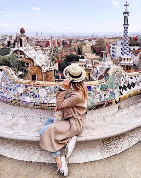 Polina at park Guell in Barcelona, Spain