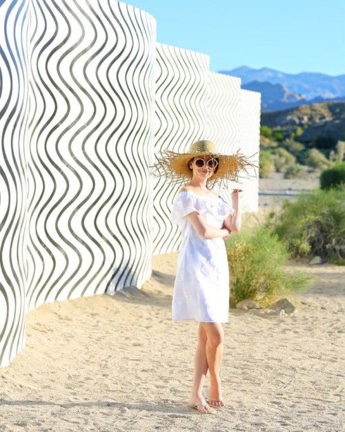 Palm Springs photo spot at the black and white desert X wall