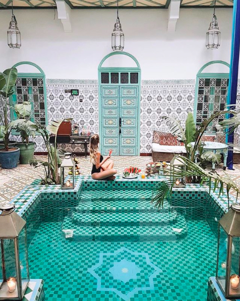 Leonie Hanne of Ohh Couture at Riad BE in Marrakech, Morocco