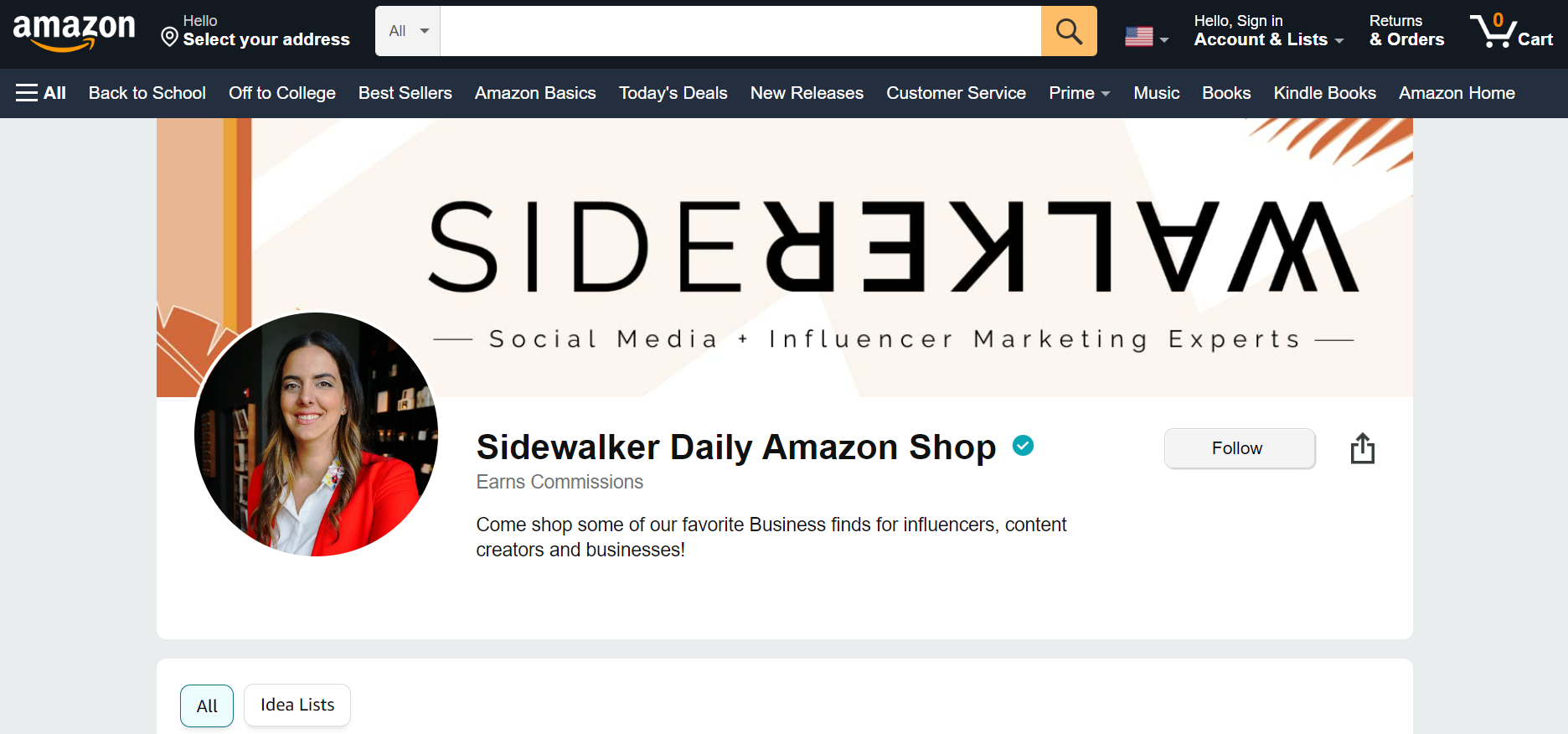 sidewalker daily amazon influencer storefront